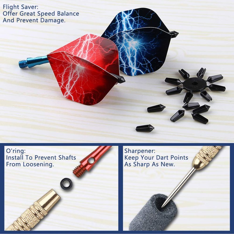 Dart Accessories Kit Including Aluminum Dart shafts,Dart Flights, Flight Savers,
