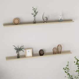 vidaXL Sonoma Oak Wall Shelves in 45.3"x3.5"x1.2" - 2 pcs MDF Hanging Shelves for Home Decor, Book Storage and Display