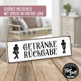 TypeStoff HS-00195 Wooden Sign with Saying - Drink Return - Vintage Look with Quote as Gift and Decoration on the Theme Toilet, Toilet, Pipibox and Creative Centre