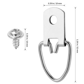 SHEUTSAN 300 Pack 1.25 Inch D-Ring Picture Hangers, Heavy Duty D Ring Hangers with Screws, 1 Hole D-Ring Hooks Picture Frame Hang Solutions for Hanging Clock, Cross-Stitch, Paintings