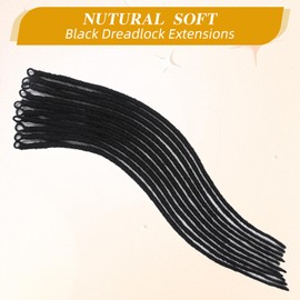 HANNE 24 Inch Pre-looped Dreadlock Extensions for Black Women and Men Natural Black Synthetic Crochet Dreadlocks Extension10 Strands Reggae Hip-hop Dreads Extensions(24 Inch,10 Strands)