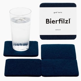 Graf Lantz - Bierfilzl Felt Coasters - Square - 100% Merino Wool - Moisture Wicking - Heat Resistant - Sustainable - Home Decor - Absorbs - Housewarming Gift - 4 Coaster Set - 4" x 4" x 5 mm - Marine