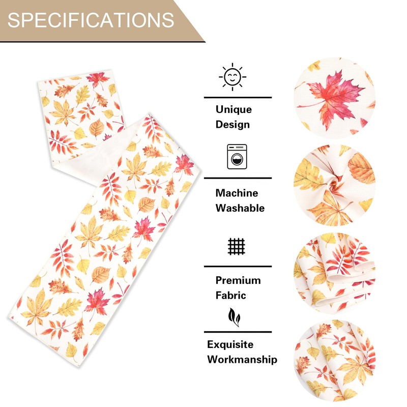 OWENIE Fall Table Runner for Kitchen Dining Table, Thanksgiving Autumn