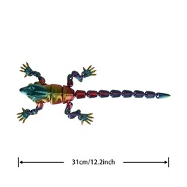 Aultuotion 3D Printed Lizard Figure, Colorful Lizard, 12.2 inch (31 cm) Lizard Fidget Sculpture, Home Decor Accents Statues (Sunset Rainbow, 31cm)