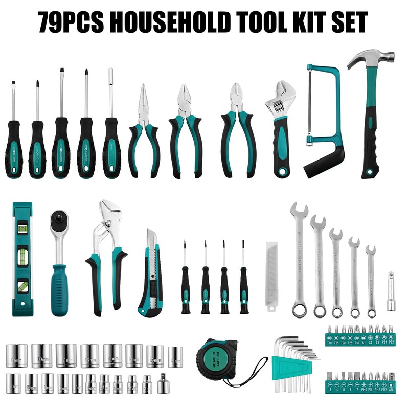 TLGREEN 79 Pieces Tool Set,Car Tool Kit,Basic Tool Kit with