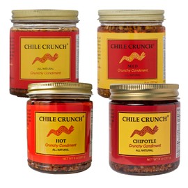 CHILE CRUNCH, A Crunchy All Natural Spicy Condiment, Variety 4 Pack