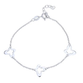 Vanbelle Sterling Silver Jewelry - Rhodium Plated with 925 Stamp - Multiple Butterfly Charm Bracelet for Women - 6.5 Inch long + 1 Inch Extender