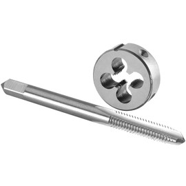 Burkit 1/4"-28 UNF Tap and Die Set Right Hand, 1/4 x 28 UNF Machine Thread Tap and Round Die