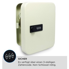 Safe 3987 Key Cabinet Lockable Including Key Fob – Key Safe with Number Code Outside – 3 Digit Combination Code – with 20 Hooks – Includes Wall Plugs for Hanging – Dimensions 200 x 160 x 70 mm