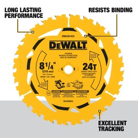DEWALT Circular Saw Blade, 8-1/4 Inch, 24 - Tooth (DWA281424)