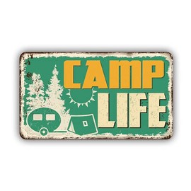Camp Life Camper Van Camping Woods - 5" Vinyl Sticker - for Car Laptop I-Pad - Waterproof Decal