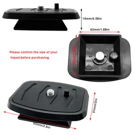 IOUALEY 2 Pack 41mm and 43mm Tripod Quick Release Plate Camera Mounting Adapter, 2 Sizes QR Plate Camera Tripod Ball Head Parts Replacement Compatible with Sunpak Kalimar Zomei Tripod Mount