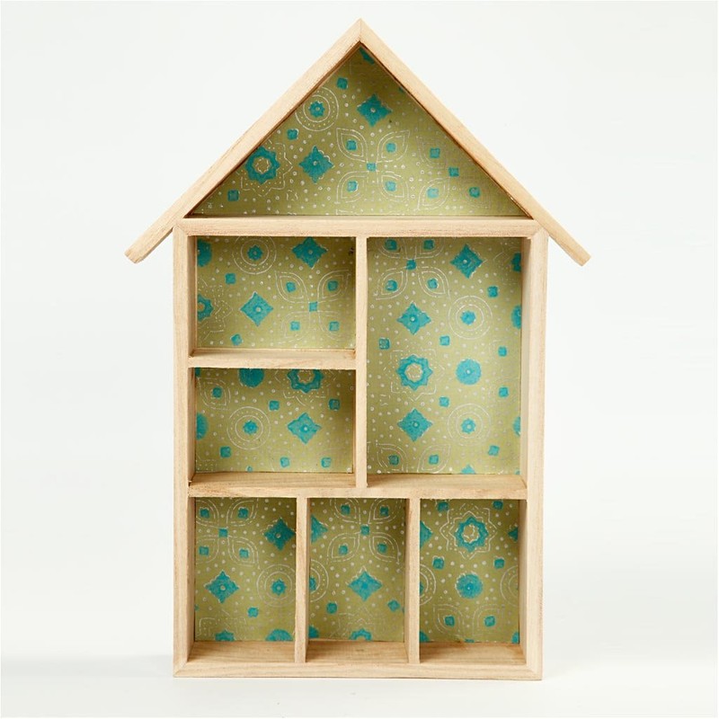 Creativ 575160 1-Piece Wooden House Shape Shelf with 7 Small