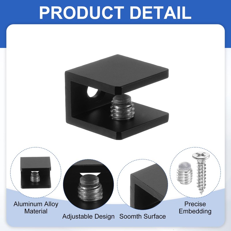 PATIKIL 4 Pcs Adjustable Frameless Glass Shelf Bracket, 6-8 mm