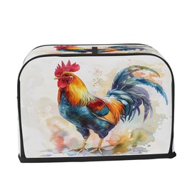 4 Slice Toaster Cover Watercolor Animal Rooster Toaster Covers Four Slice Wide Slot Waterproof and Dustproof Covers for Wide Slot Toasters and Small Appliances Kitchen Decor Gifts