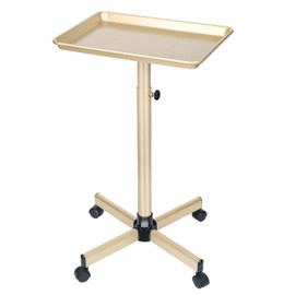 Salon Tray on Wheels, Champagne Gold Salon Tray Cart with Adjustable Height, Hair Stylist Tray, Metal Tattoo Tray, Suitable for SPA and Dental Tray