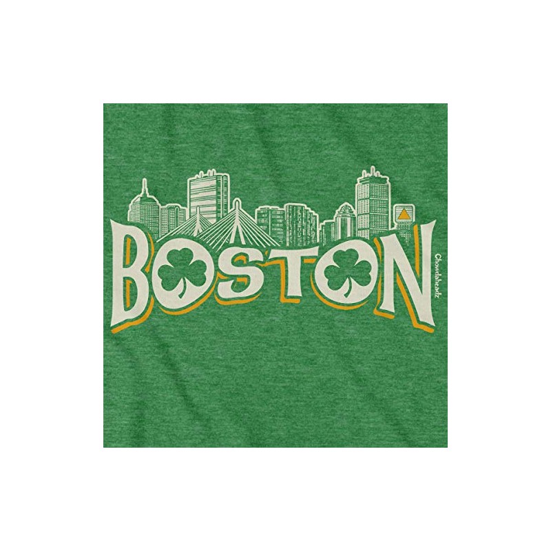Chowdaheadz Boston Irish Skyline T-Shirt - Unisex Vintage Tee Soft