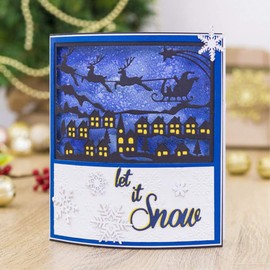 Christmas Running Deer with Carriage Santa and House Dies Cuts,Metal Cutting Dies for Card Making Scrapbooking Embossing Stencil Dies Santa Sent Gifts DIY Crafts Album Photo Paper Card Decorative