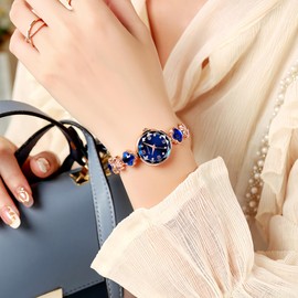 Gosasa Stylish Women's Bracelet Petal Oval Quartz Watch Luxury Elegant Dress Four-Leaf Clover Waterproof Ladies Diamond Wristwatch with Date