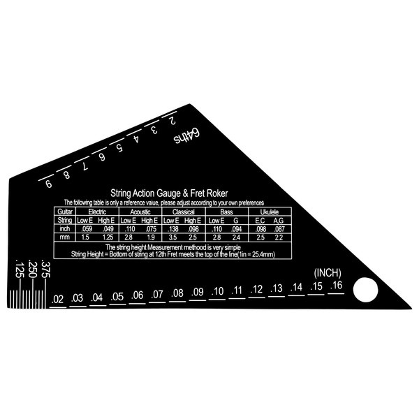Guitar String Action Gauge Ruler Fret Rocker Tool for Luthiers