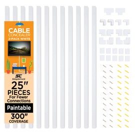 Cable Concealer On-Wall Cord Cover Raceway Kit - 12 White Cable Covers - Cable Management System to Hide Cables, Cords, or Wires - Organize Cables to TVs and Computers at Home or in The Office