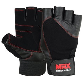 MRX Weight Lifting Gloves Gym Training Bodybuilding Fitness Powerlifting Workout Weightlifting Gloves Genuine Leather for Men & Women