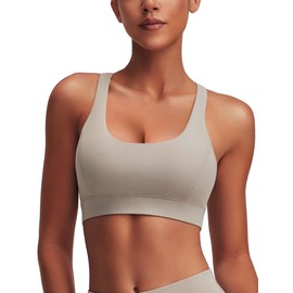kakola Racerback Sports Bras for Women Padded Seamless Support Bra for Yoga Gym Workout Fitness Cream