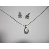 DIVINE ELEGANCE STERLING SILVER & CZ'S SOLITAIRE EARRINGS & NECKLACE