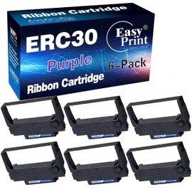 (6-Pack, Purple) Compatible ERC-30 ERC 30 34 38 Ribbon for use in Epson M119 M119B M119D M133A M270 M17-JB M52-JB TM-U325 TM-U370 TM-U375 TM-200 TM-260 Printer, Sold by EasyPrint
