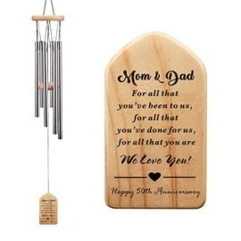 Happy 50th Wedding Anniversary Wind Chime, Parents 50 Years of Marriage, Mom and Dad 50th Year of Wedding, Golden Anniversary Presents