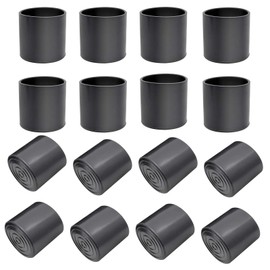 Amgiimor 16Pcs 1-1/4 Inch Black Table Chair Leg Tips Caps Anti-Slip Round Furniture Feet Pads PVC Rubber Covers Tile Floor Protectors