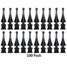 3/4" Black Plastic Four-Sided Spire Wing Tip Finial Fence Topper for Iron Picket Fence (100, 3/4")