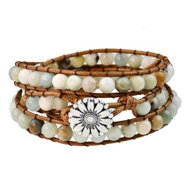 LYLYMIMI Women's Natural Stone Bracelet Bohemian Jade Braided Stacked Bead Bracelet Charm Jewelry