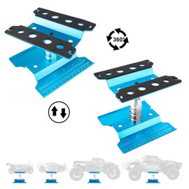 RC Car Work Stand & Screw Tray 360 Degree Rotation Aluminium Repair Station Lift for 1/8 1/10 1/12 1/16 1/18 Scale Traxxas TRX4 Axial Arrma Redcat Losi RC Crawler Monster Truck Buggy Blue