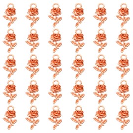 PATIKIL Rose Charm, 120Pcs Mini Rose Flower Pendant Charm Bulk Vintage Metal Designer DIY for Jewelry Making Bracelets Earrings Necklace Wedding Crafts, Rose Gold