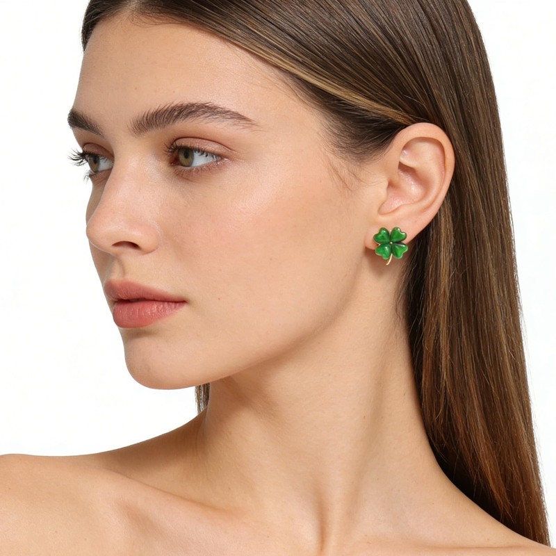 Frigotine St Patricks Day Green Shamrock Stud Earrings for Women,