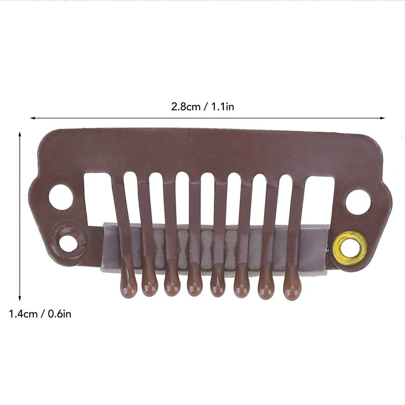 50pcs 8 Tips 8 Teeth Snap Comb Wig Clips Stainless