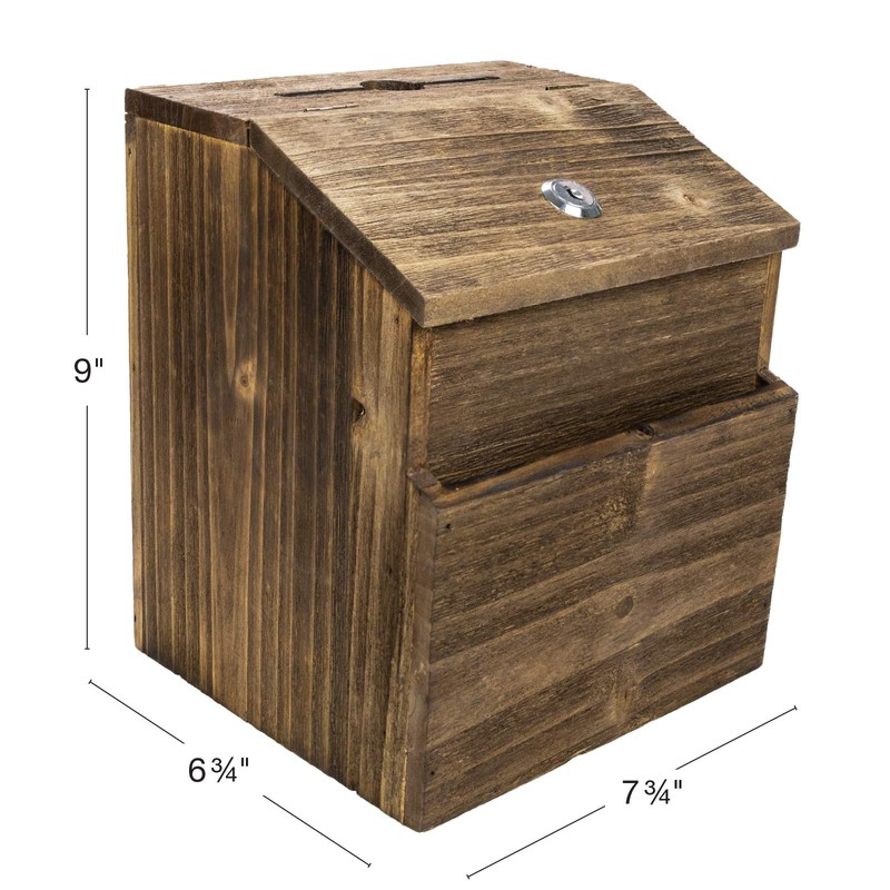 Excello Global Products Rustic Suggestion Box with Lock: Wooden Ballot