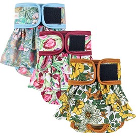 Langsprit Washable Female Dog Diapers (3 Pack) - Reusable Dog Diapers for Female Dogs - Highly Absorbent Dog Dresses for Dogs in Period,Heat or Excitable Urination(X-Large)