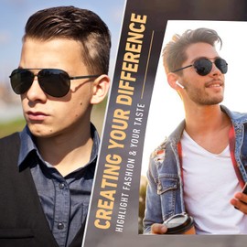 CGID Sunglasses Polarized for Men and Women Pilot Sun Glasses Polaroid Shades Flyer UV400 Protection Dark Glasses 100% UV 400 Goggles for Driving Classic Metal Frame M180