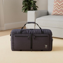 bago Holdall Bags for Men & Women - 100L Spaciously Large Holdall Bag with Shoe Compartment - Travel The World in Style & Convenience - Durable, Lightweight & Foldable Duffle Bag (SnowBlack)