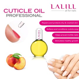 LALILL Nail Cuticle Oil 75 ml - Peach Nail Care Oil - Nail Oil Care for Nails Cuticles - Spa Manicure Nail Design Hands - Vegan - with Pipette