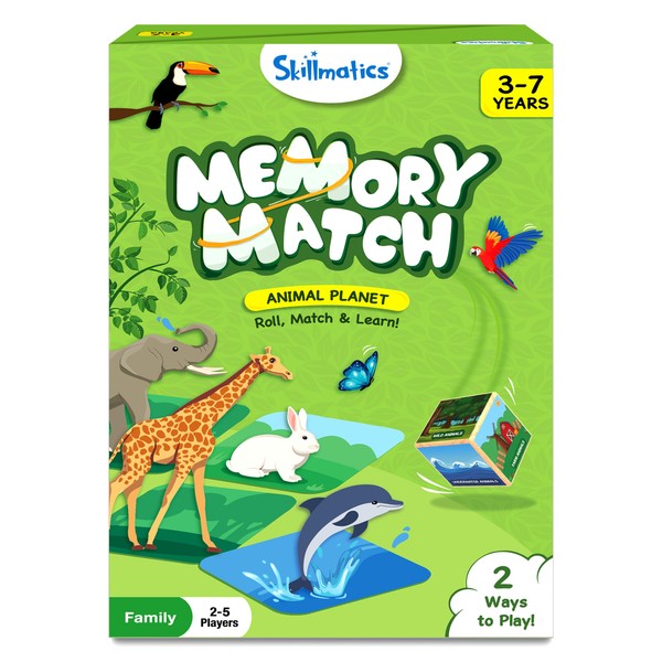 Skillmatics Board Game - Memory Match Animals, Fun & Fast Memory Game for Kids, Preschoolers, Toddlers, Gifts for Boys & Girls Ages 3, 4, 5, 6, 7