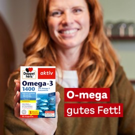 Doppelherz Omega-3 1400 mg - High Dose Omega-3 Concentrate Plus Vitamin E - High Content of Omega-3 Fatty Acids - 90 Capsules