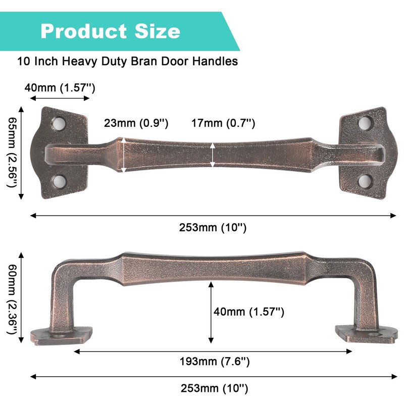 Eumtenr Sliding Barn Door Handles, 10 Inch Heavy Duty Rustic