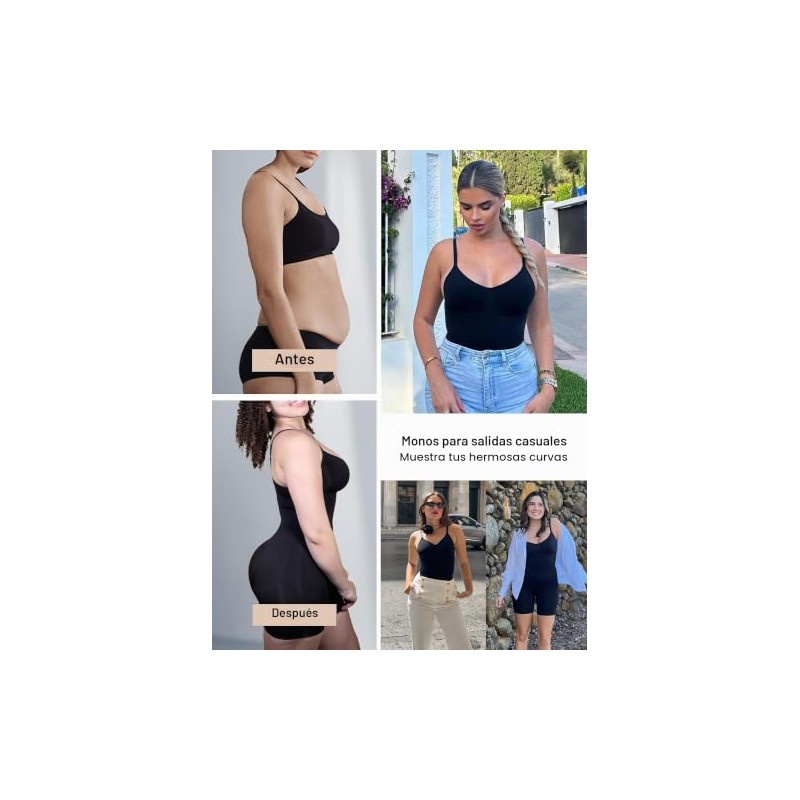 SHAPERX - Body para mujer con control de barriga, sin