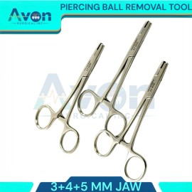 Avon Surgical Set of 3 - Micro Dermal Tube Anchor and Ball Piercing Hemostat 3mm + 4mm 5mm