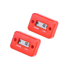 2 Pieces-HonorMeet Digital Small Engine Hour Meter,Total Running Hours Counter for Generator,Spark Plug Inductive Activated for Gas Engine Lawn Mower Chainsaw Compressor Motorcycle Boat etc. (2 REDS)