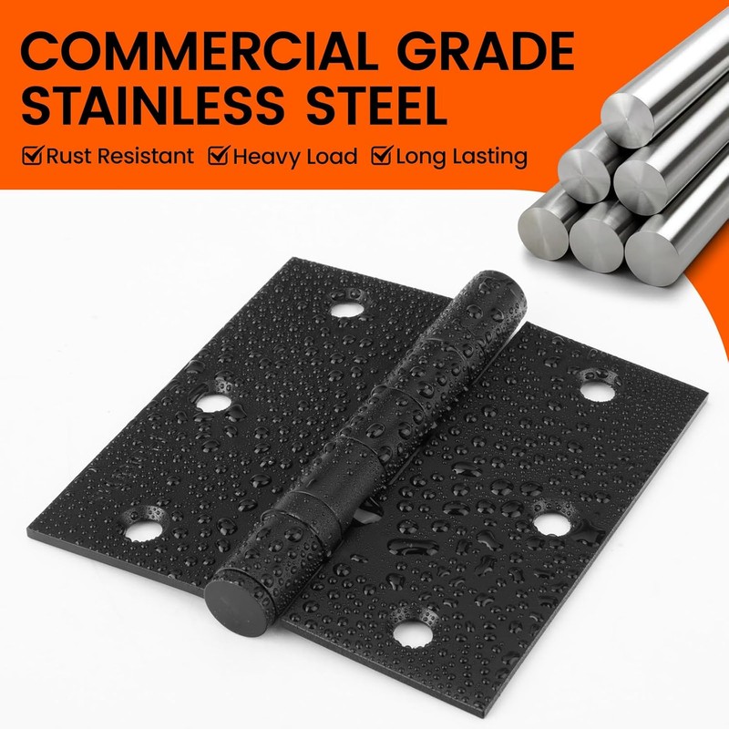 Haidms 3 Pack Stainless Steel Ball Bearing Hinges 3.5 Inch