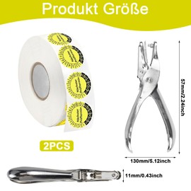 PIWOSGOL Pack of 1000 Next Test Date Test Badges with 1 Badge Punch Pliers Paper Round Hole 3 mm TÜV Badge Test Badge Dguv V3 Test Badges for Test Badges Electric